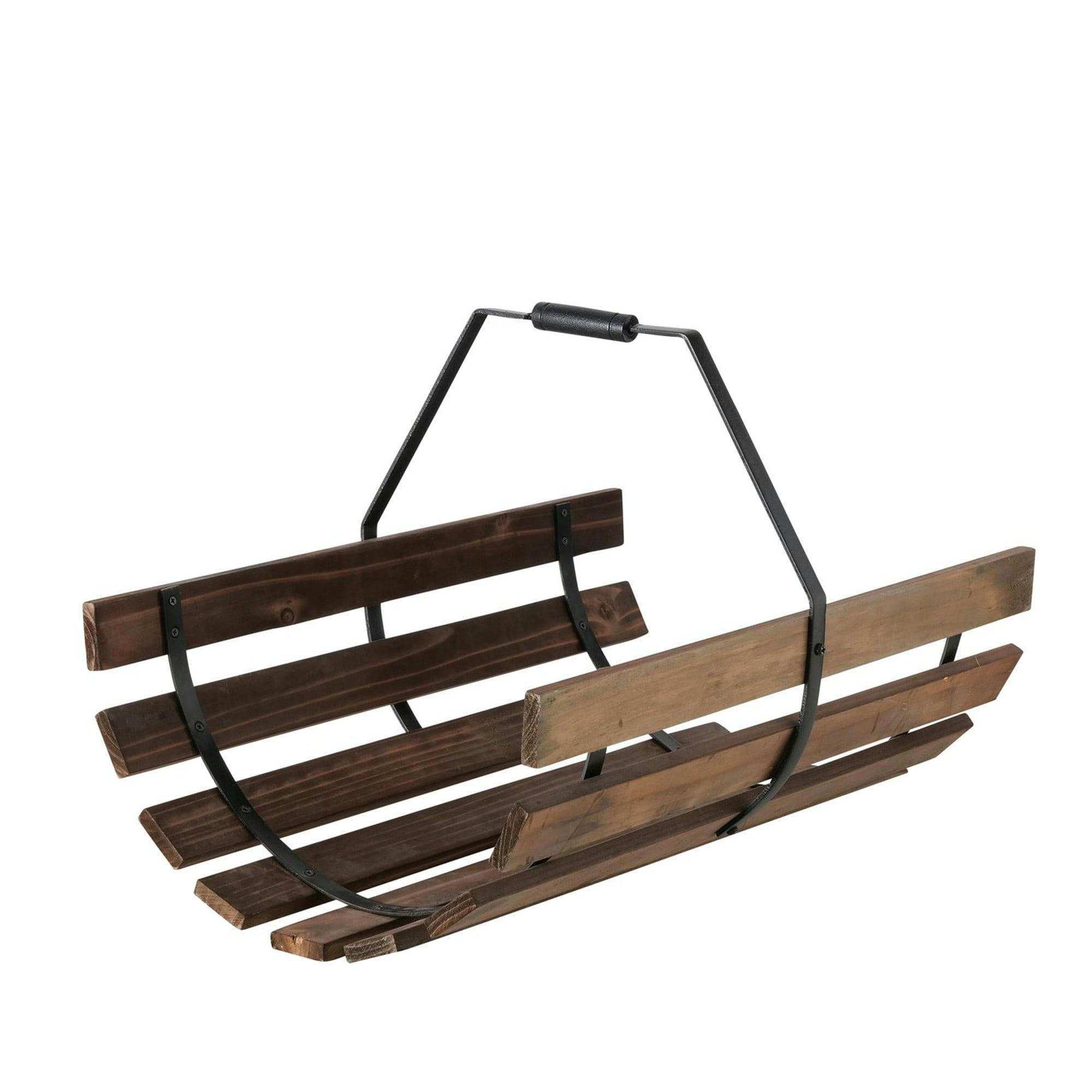 - Range bûches bois et métal noir 55x40x38cm