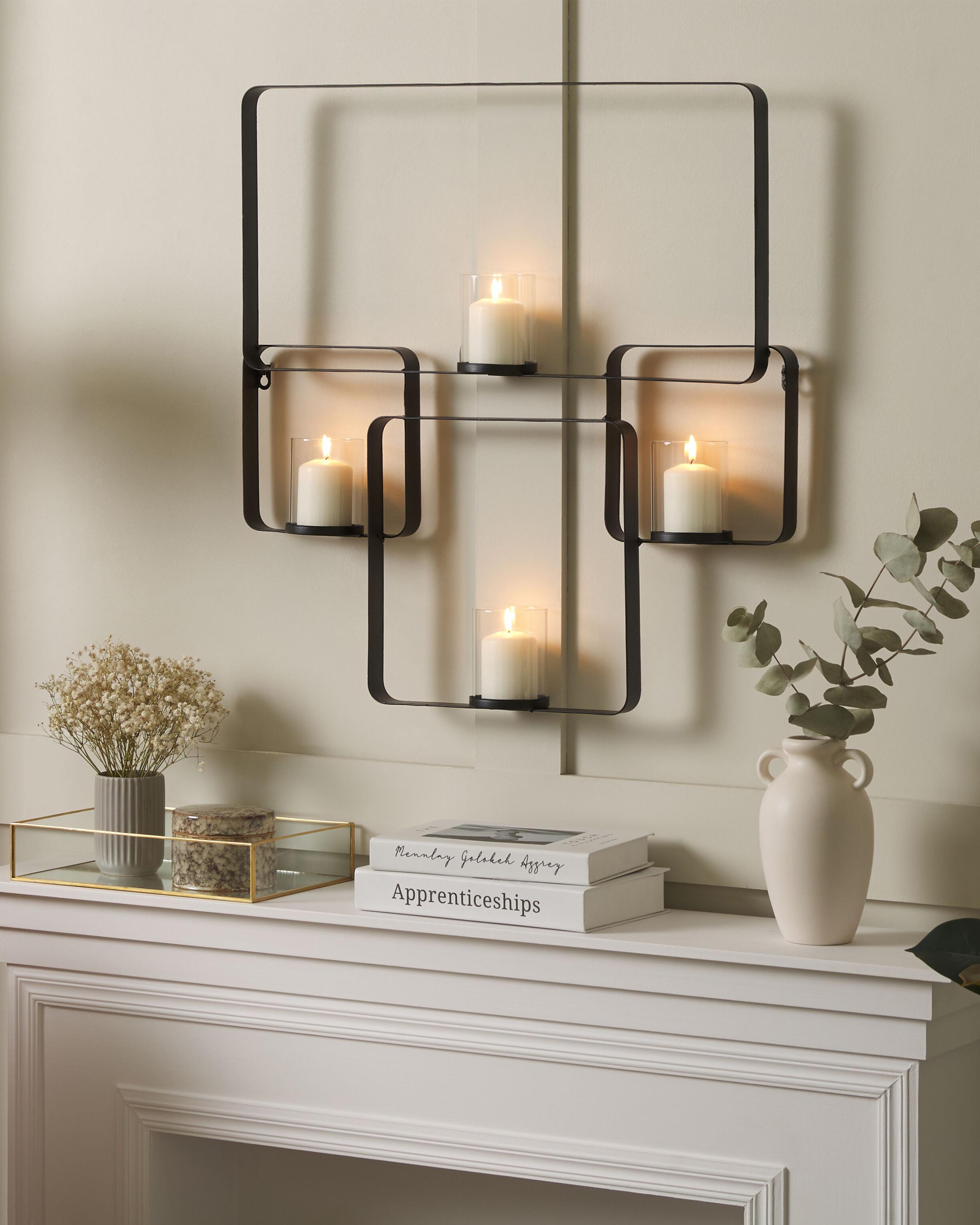 Wall Candle Holder PALAWAN Metal 65 cm Black