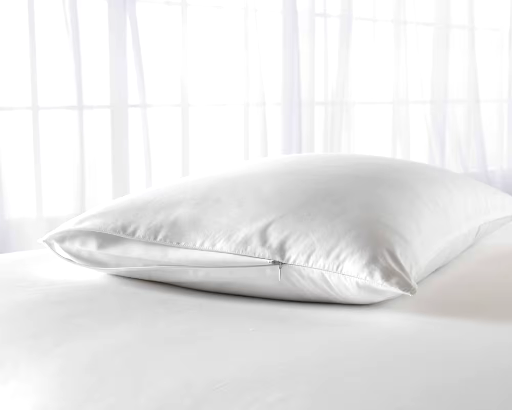 For Living 100% Cotton Zippered Pillow Protector, Standard/Queen, White