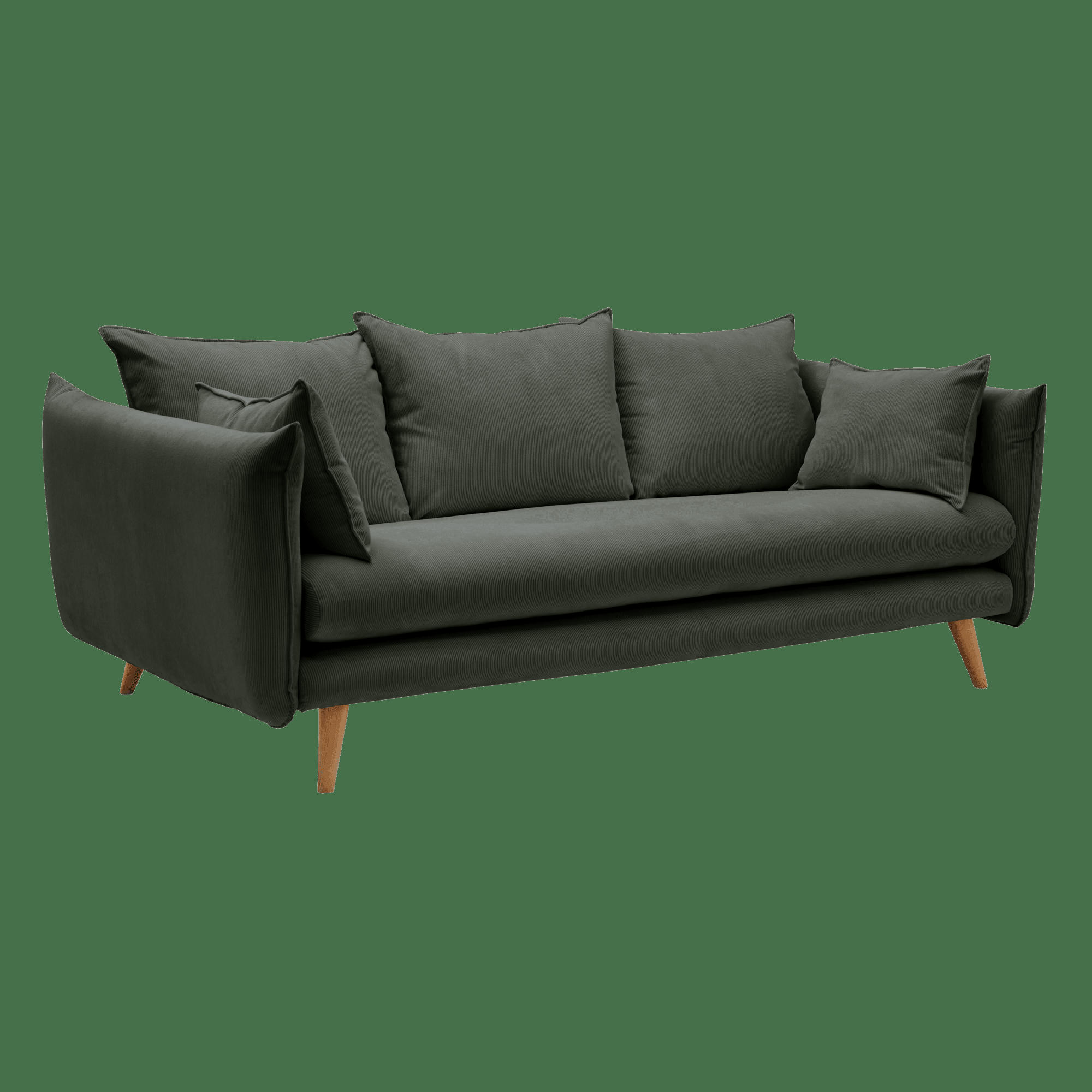 ORION - Canapé velours côtelé Vert Cèdre 4 places