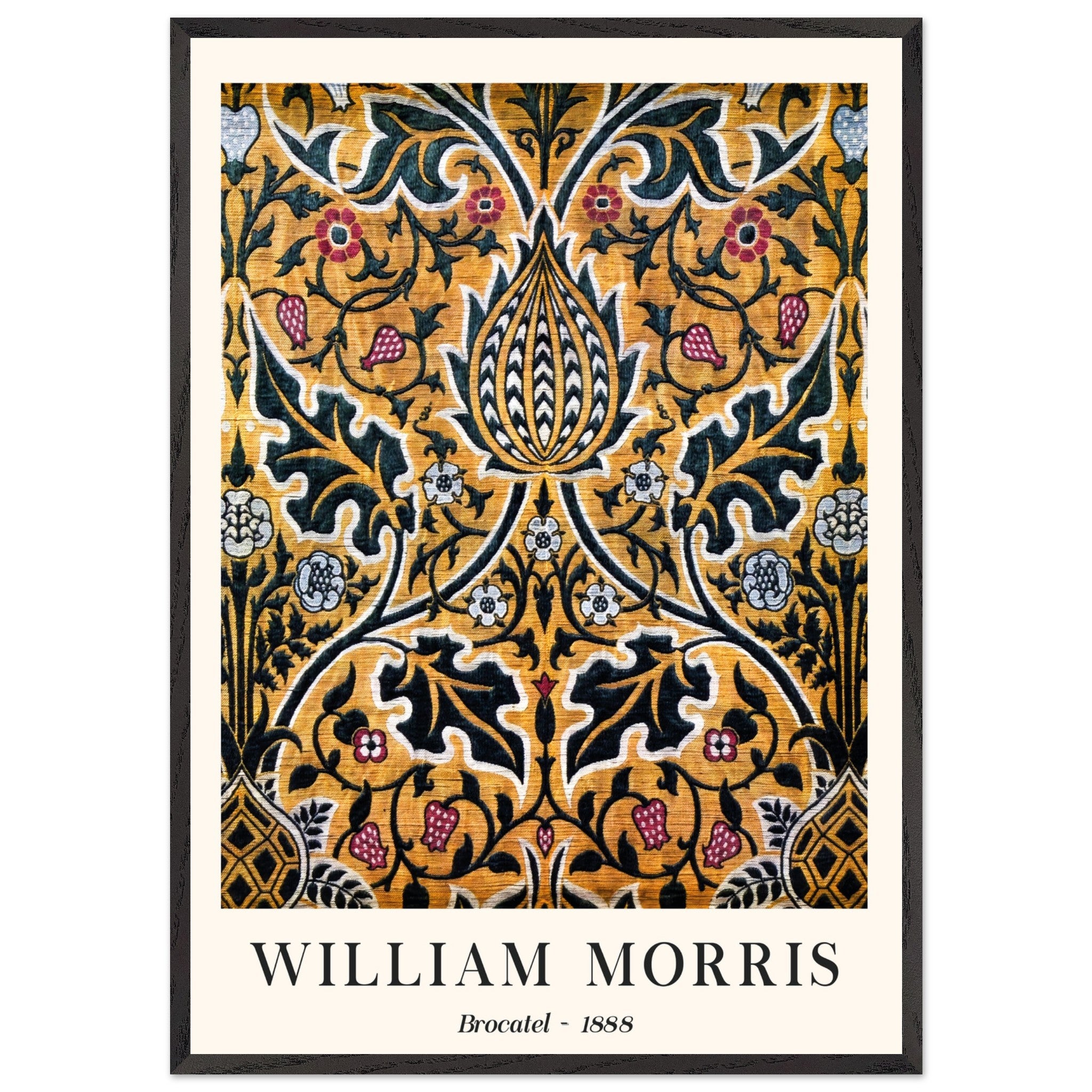 Artfulprints Poster met Lijst William Morris - Brocatel 1888  - 70x100 cm - Goud