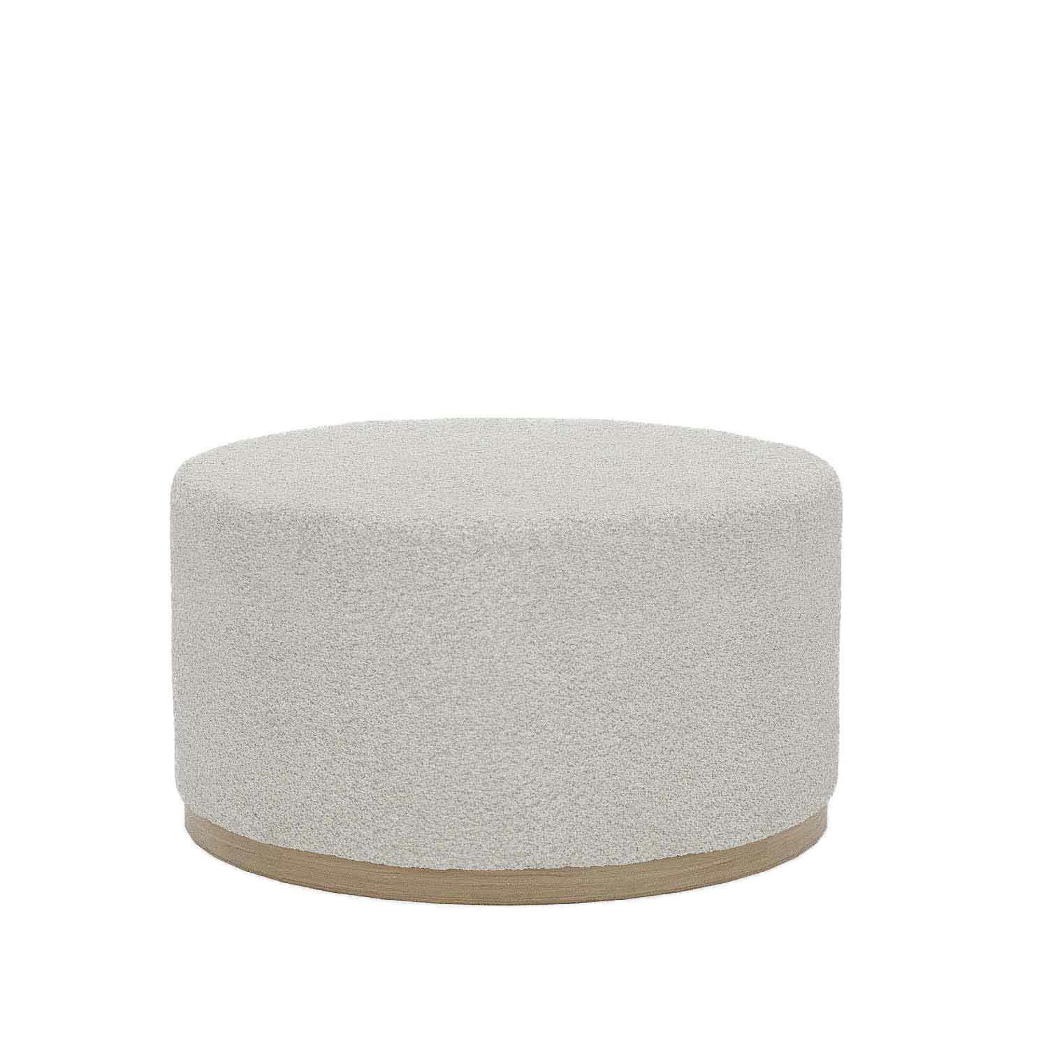 VICTOR - Grand pouf rond ottoman en bouclette blanche