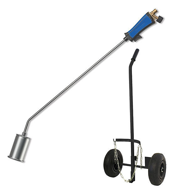 Desherbeur thermique   Chariot à roues pour bouteille gaz   Allume gaz   Détendeur Gaz Bruleur 60mm Tuyau 5m Désherbage KEMPER