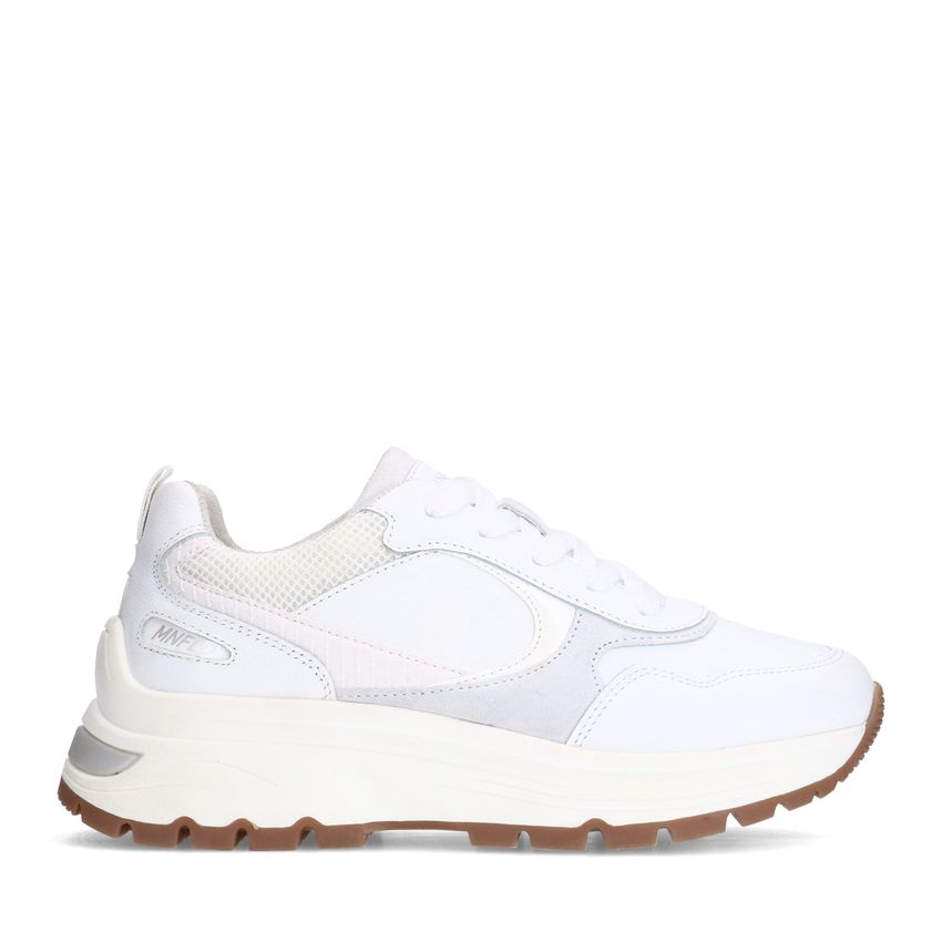 Manfield Witte leren sneakers