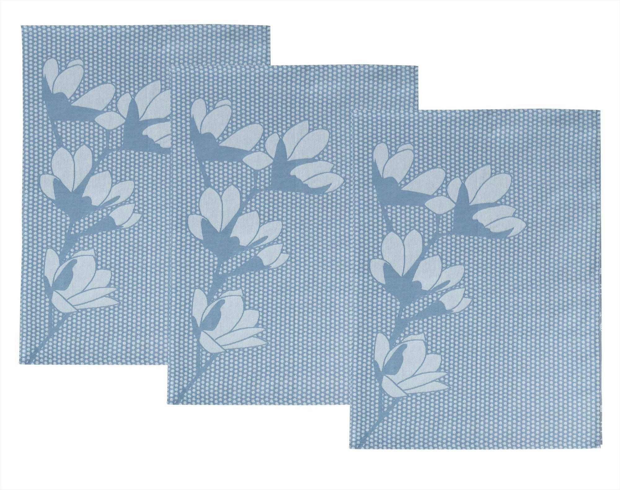 SAKURATOR - Lot de 3 torchons 50x70 bleu en coton 230 g/m²