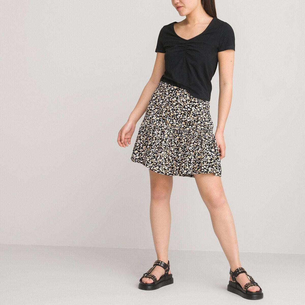 T-shirt col V coton bio 10-18 ans