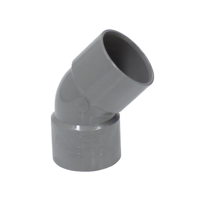 Coude en PVC pour sanitaire gris F/F 45° Ø 32 mm