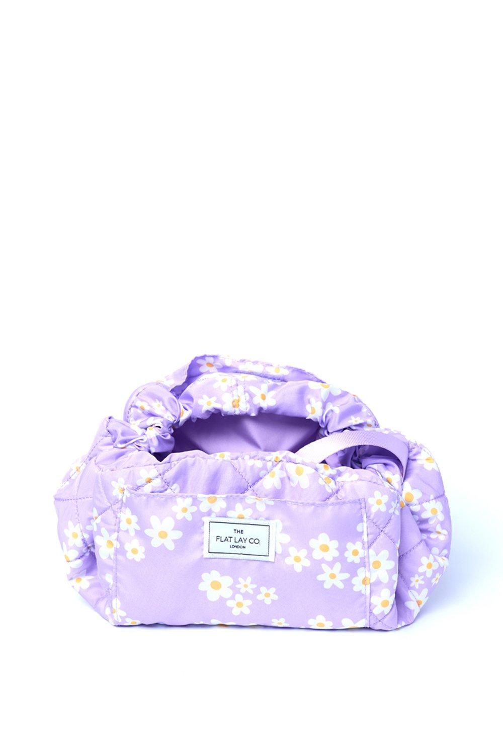 The Flat Lay Co Drawstring Makeup Bag in Lilac Daisy