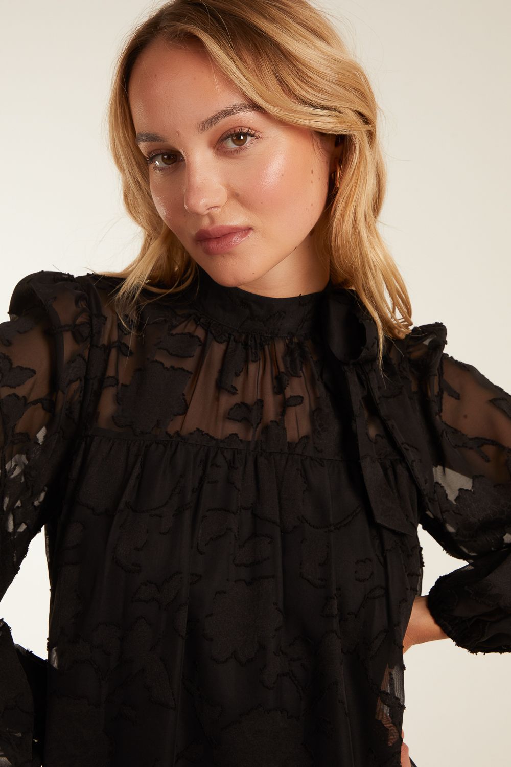 Blue Vanilla Jacquard Bow Smock Dress