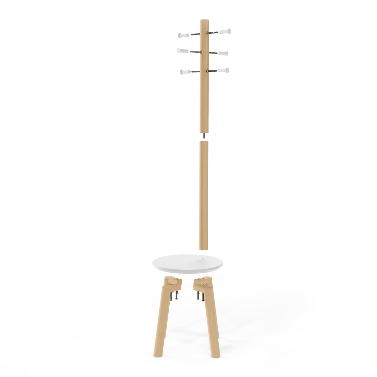 Umbra kapstok met kruk Pillar - 50 x 50 x 165 cm - Wit/naturel