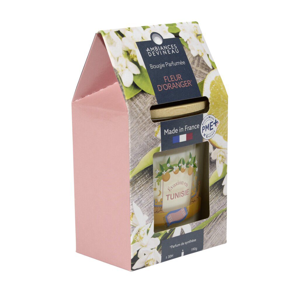 Bougie parfumée Ambiances Devineau 2 mèches Tunisie senteur fleur d'oranger 30H