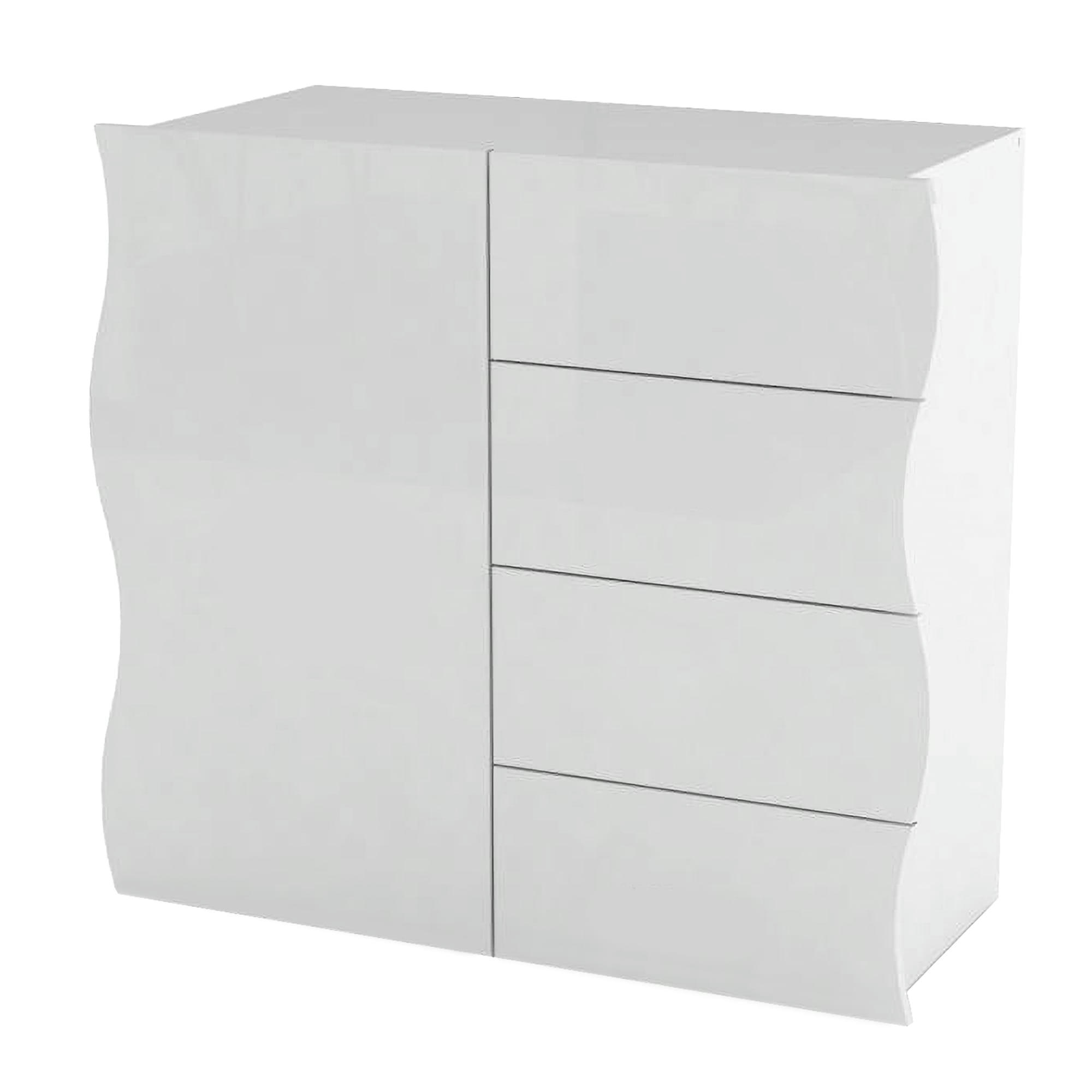 GIUSEPPE - Buffet avec 1 porte effet bois blanc brillant 90x40 cm