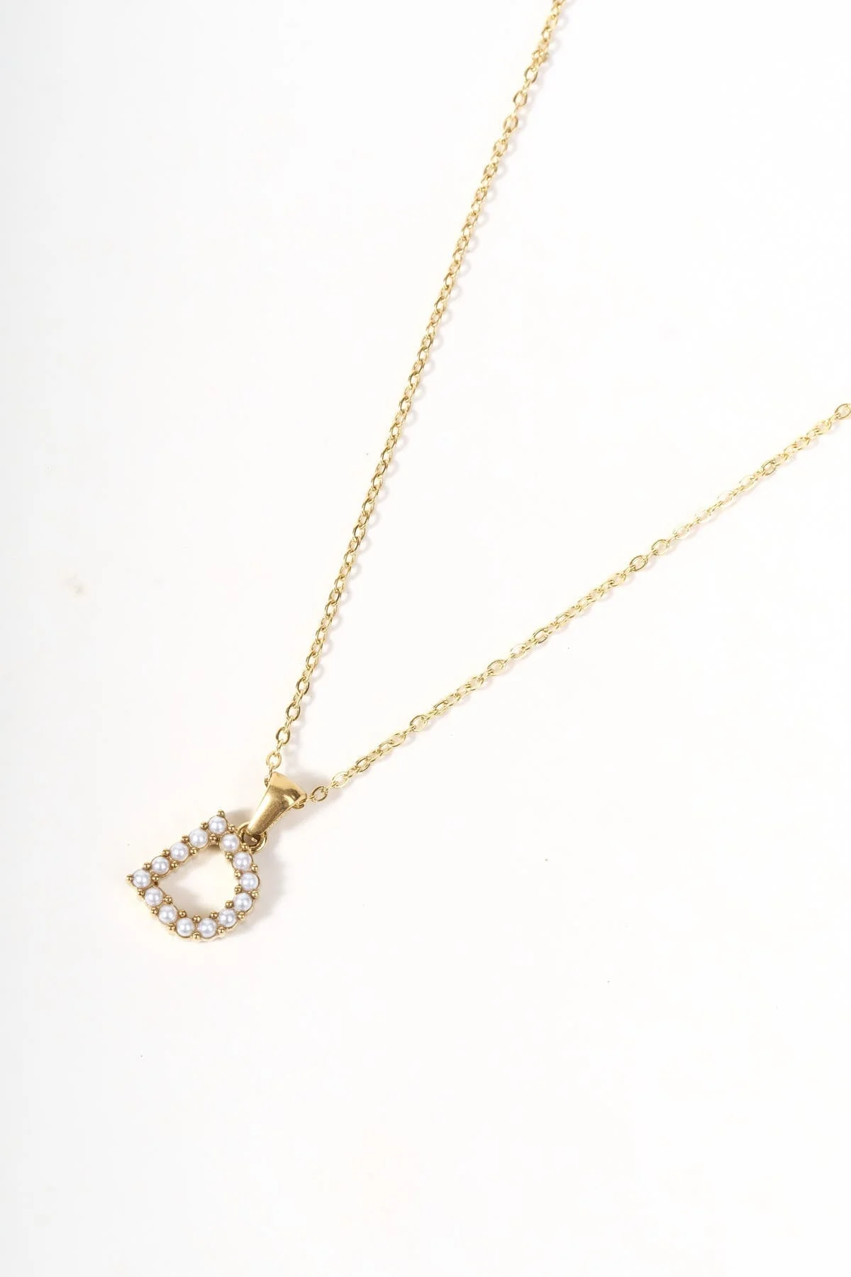 Gold Plated Faux Pearl D Initial Necklace