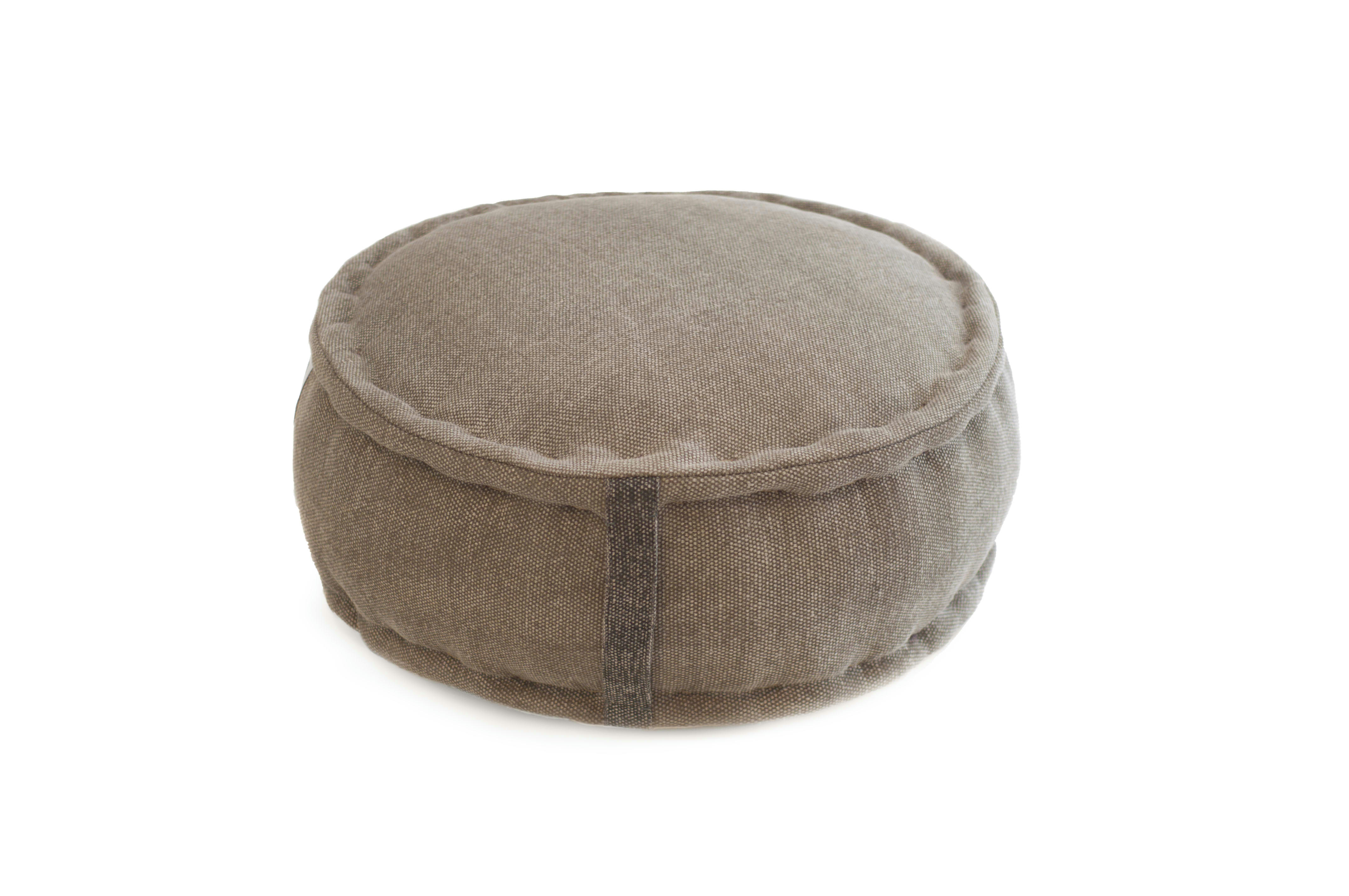 STONE WASHED - Pouf rond en coton revêtu effet lavé sable.