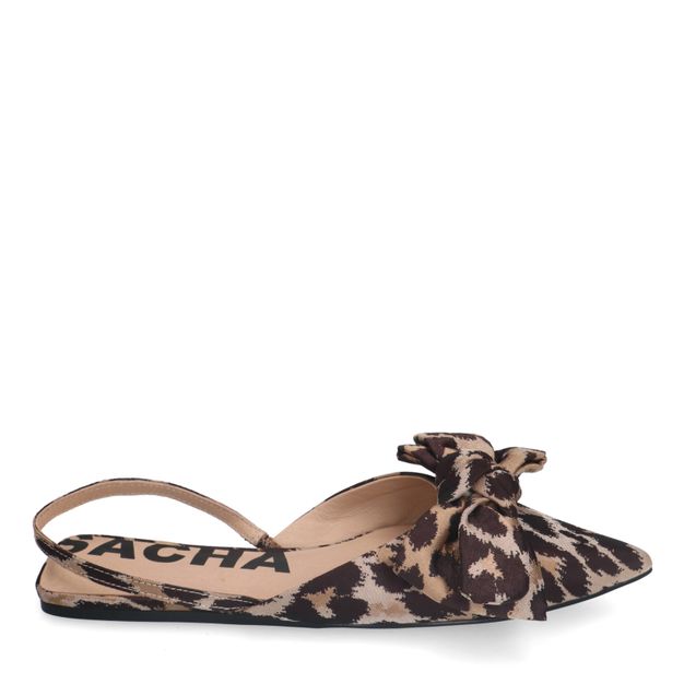 Leopard slingbacks met strik