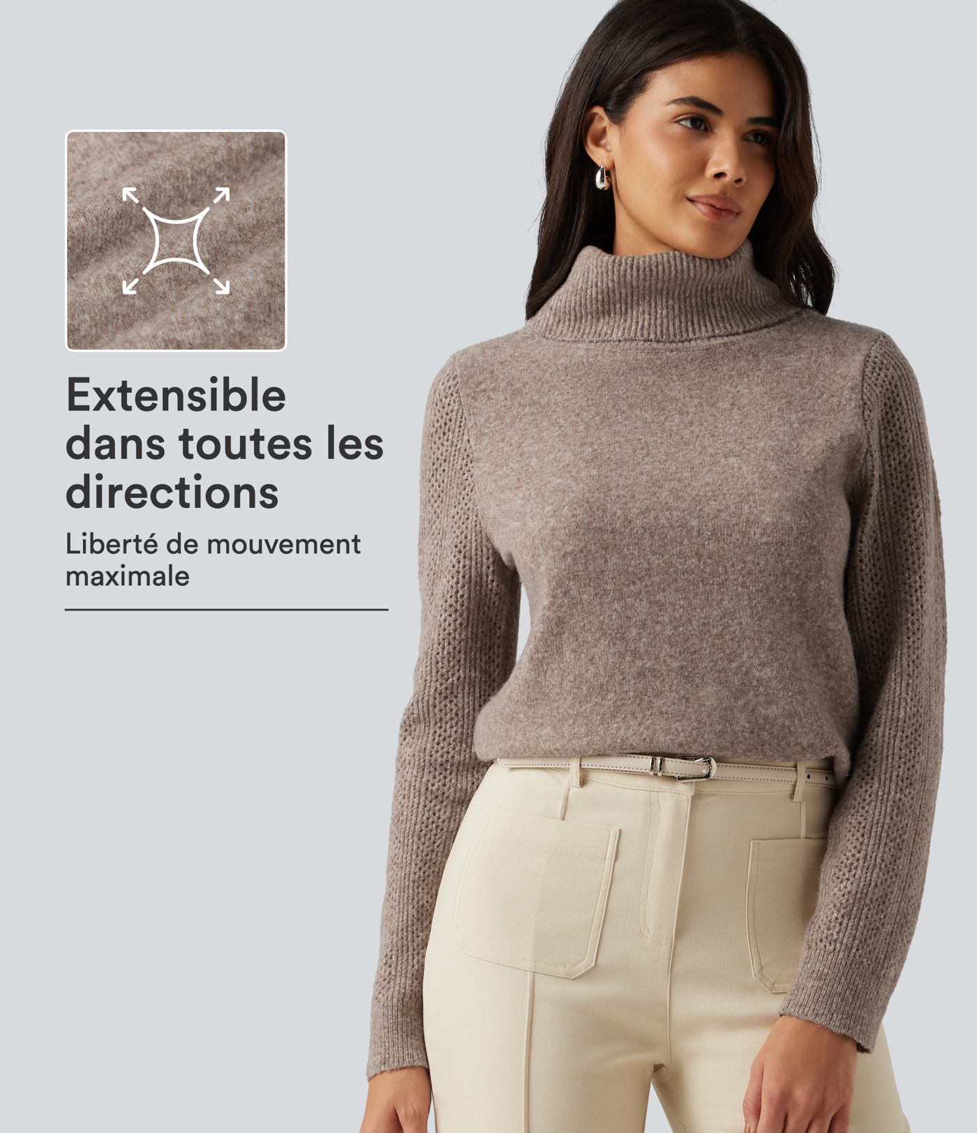 Pull de bureau ajusté à col montant et manches longues