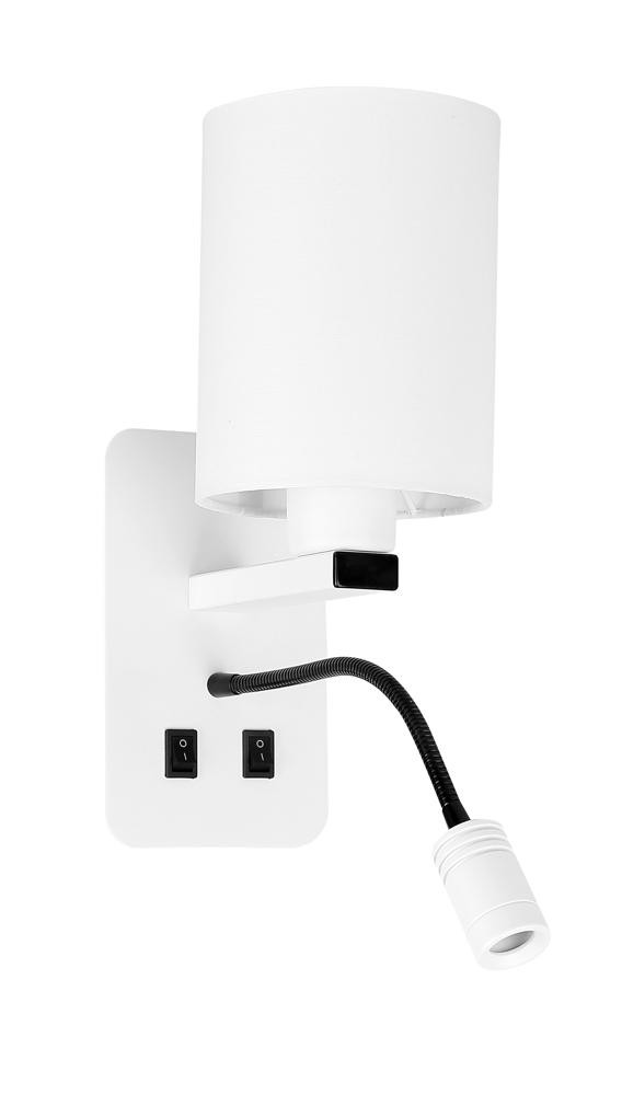 3 LAMPA magnum kinkiet prostokątny 1x40w e27 3w led abażur okrągły biały