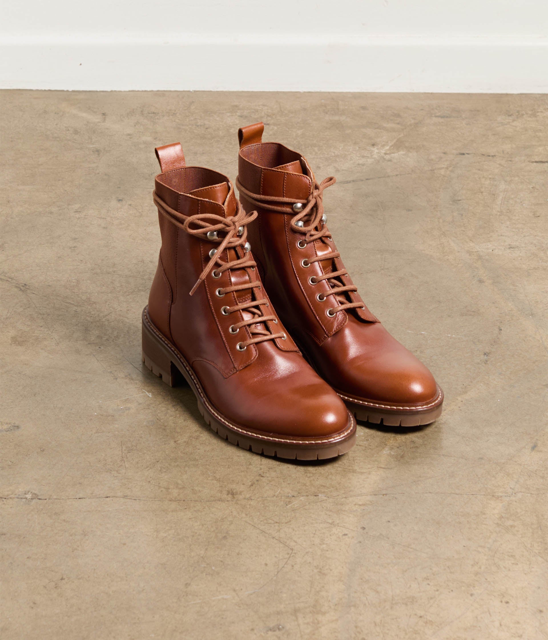 Bottines en cuir cognac Azélie