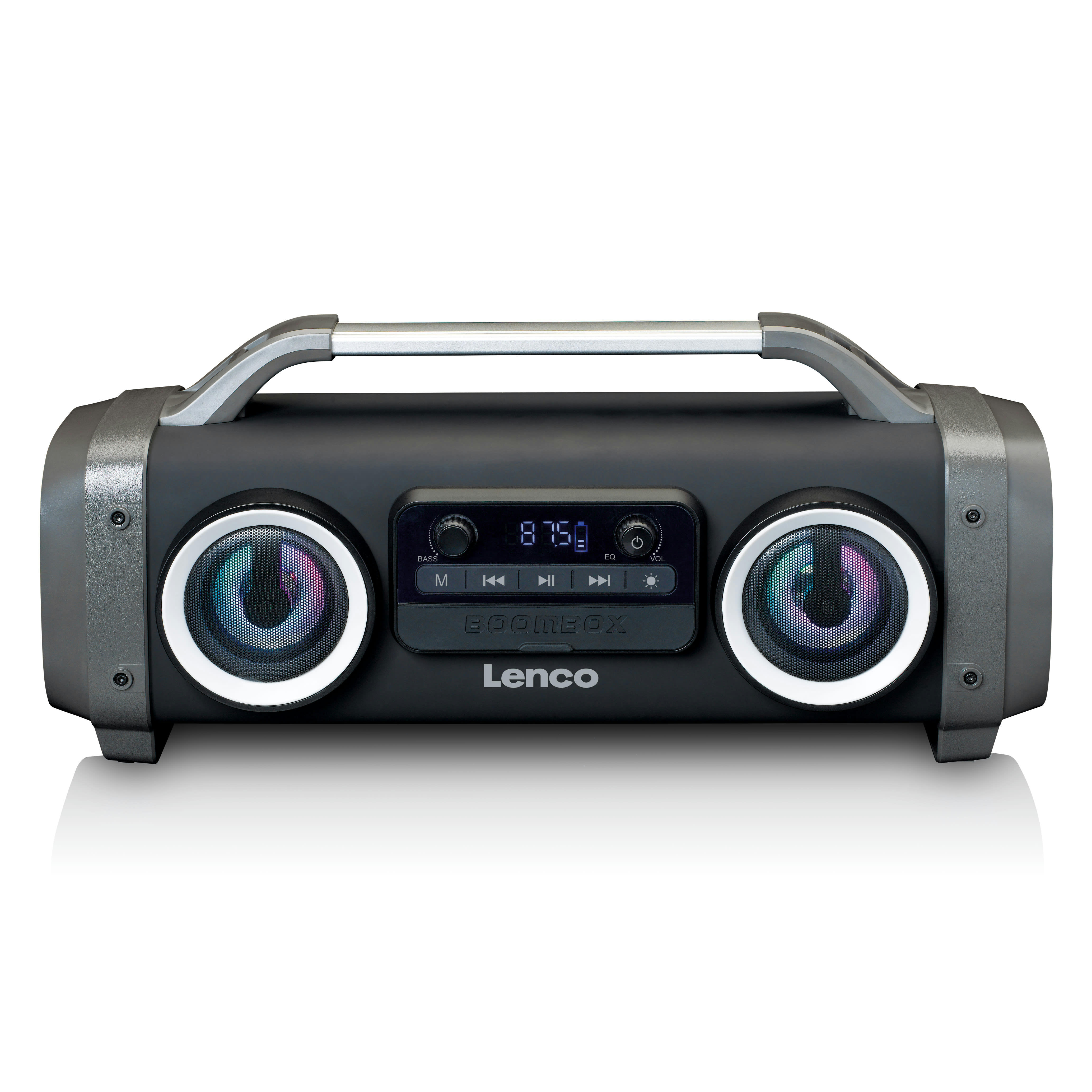 - Enceinte bluetooth étanche fm et effets lumineux noir et gris