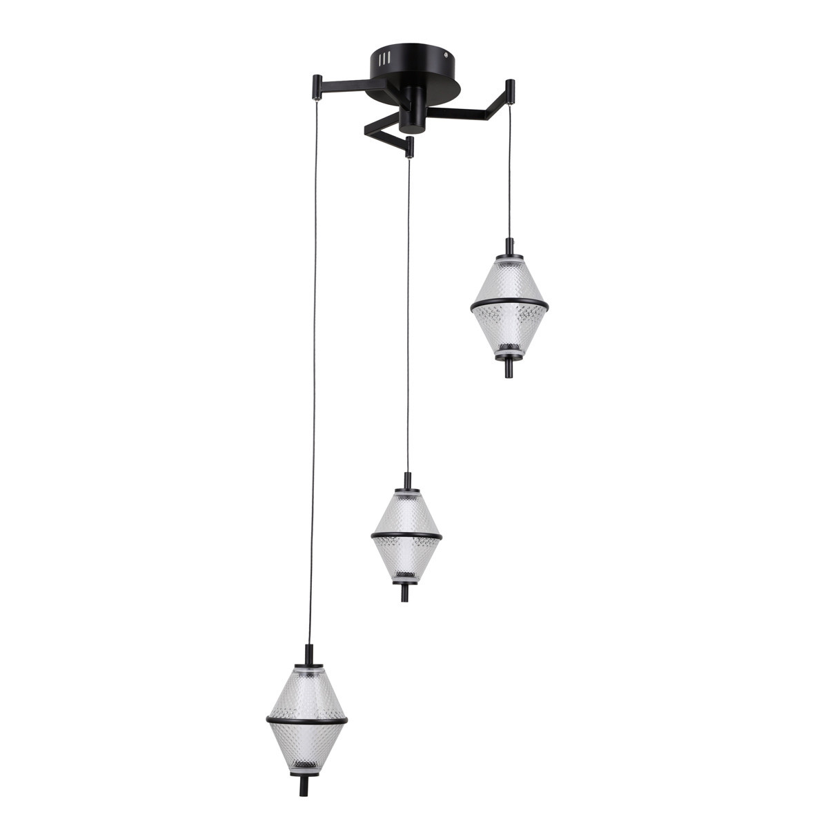 Lampa wisząca FUENTE czarna matowa LED 3x15W Ciepła biel 1108lm Italux