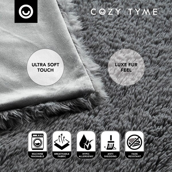 Pauhai 50"x60" Faux Lamb Fur Throw