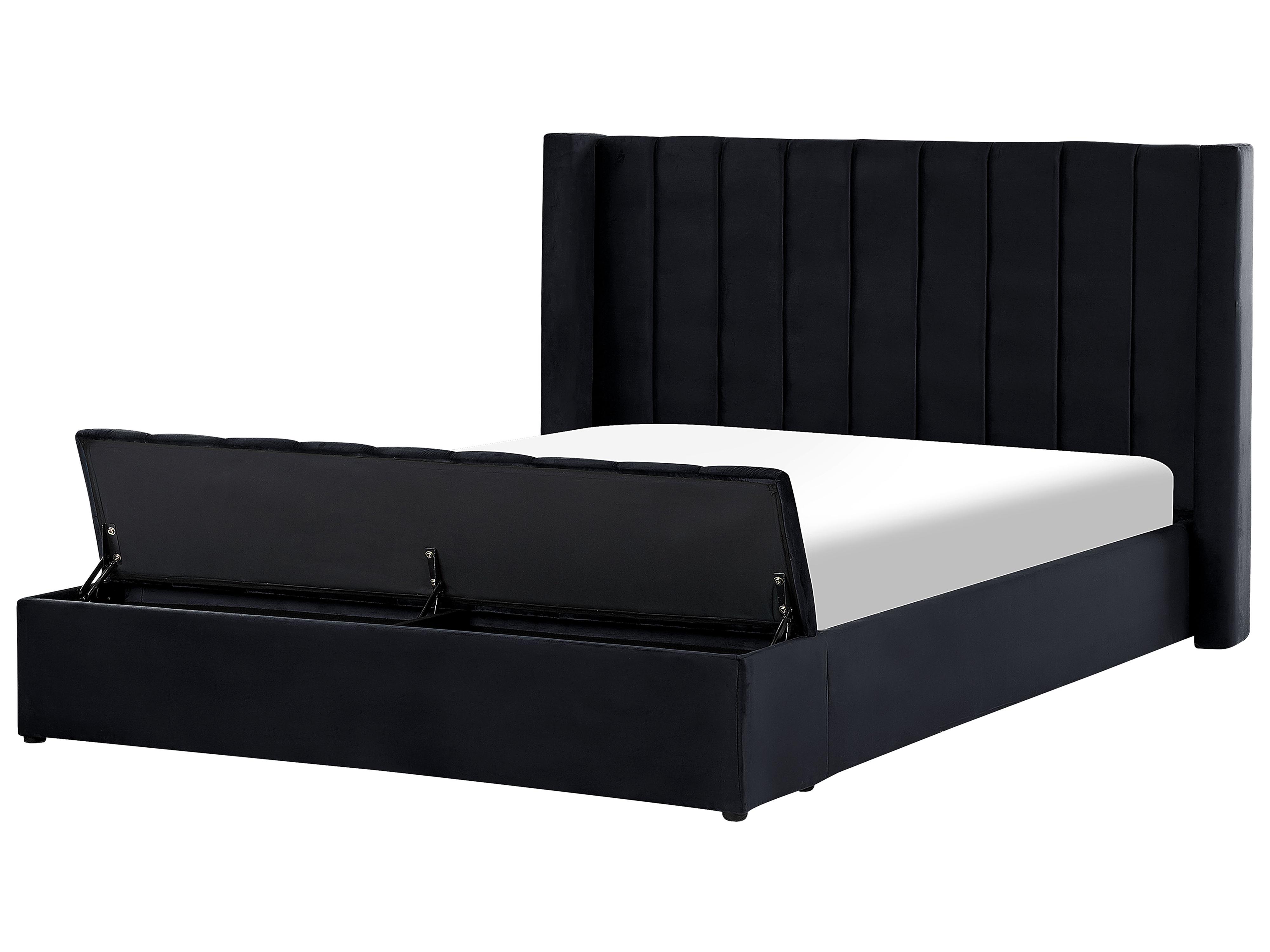 Bed with Storage Bench Velvet NOYERS 180 x 200 cm (EU Super King) Black
