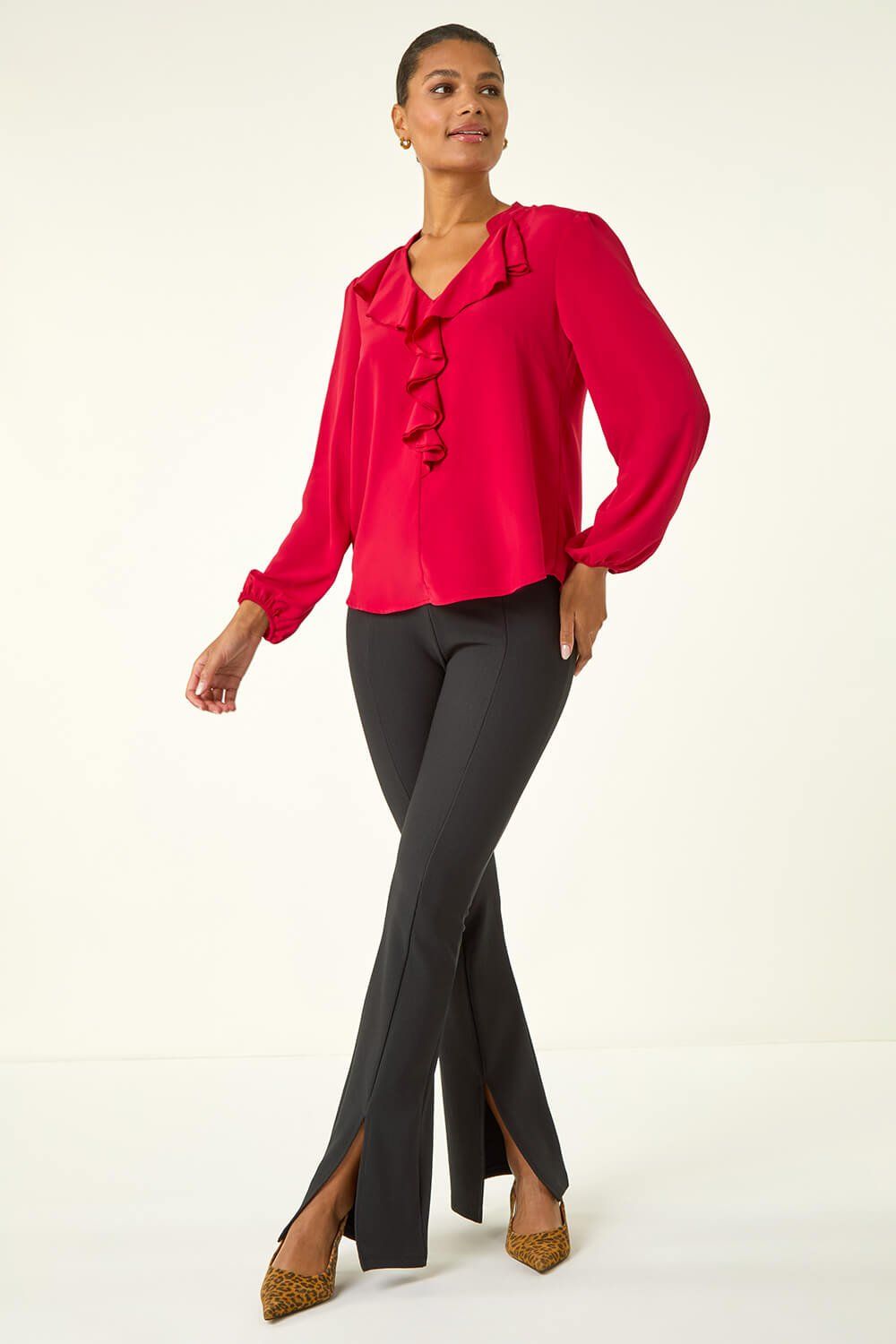 Roman Ruffle Neck Blouse