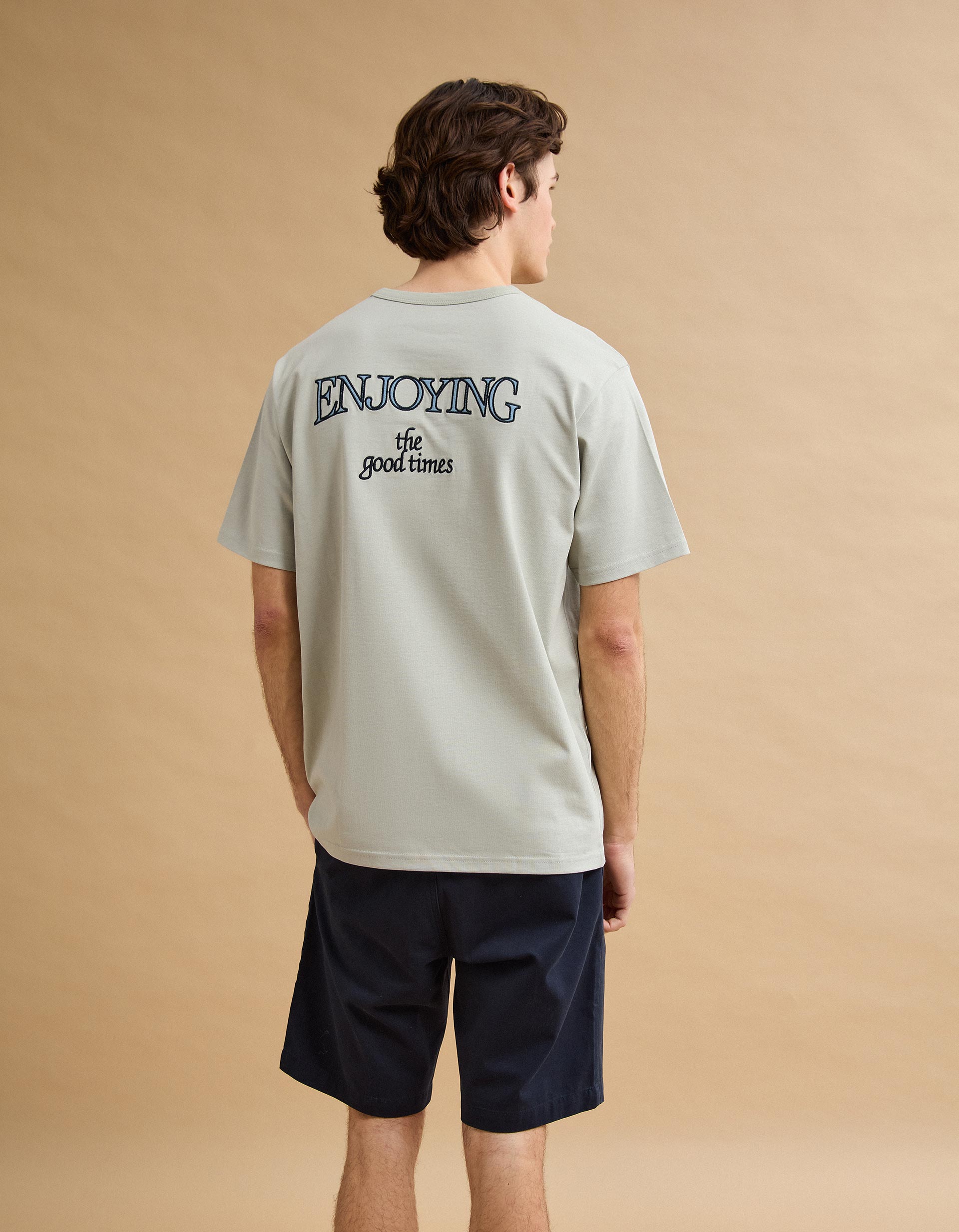 T-shirt Heavy Jersey Bordado, Homem, Cinzento