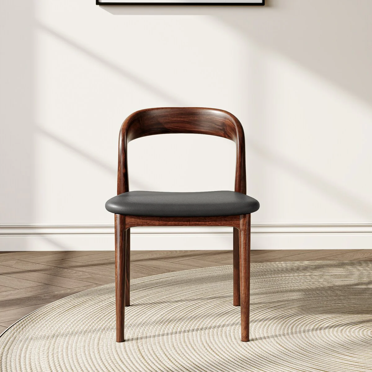 Solid Wood Leather Dining Chairs Set Of 2 Side Cushion Seat Kitchen Farmhouse - N/A