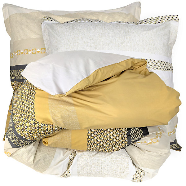 Parure de lit 140x200 cm 65x65 cm percale coton MARLOW Miel 2 pièces