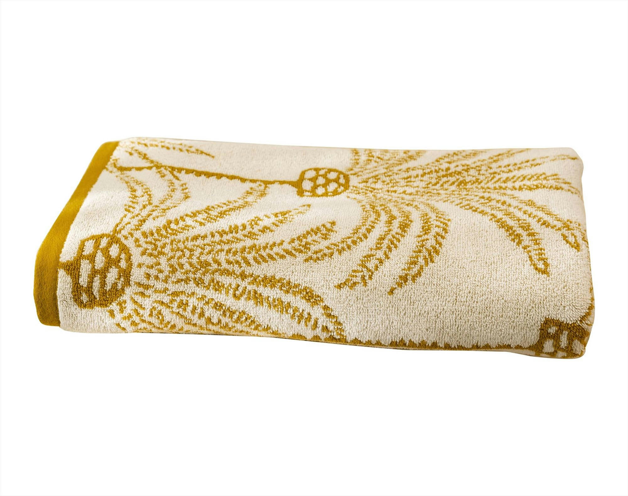 PALMARIX - Serviette de toilette 50x100 jaune ocre en coton 480 g/m²