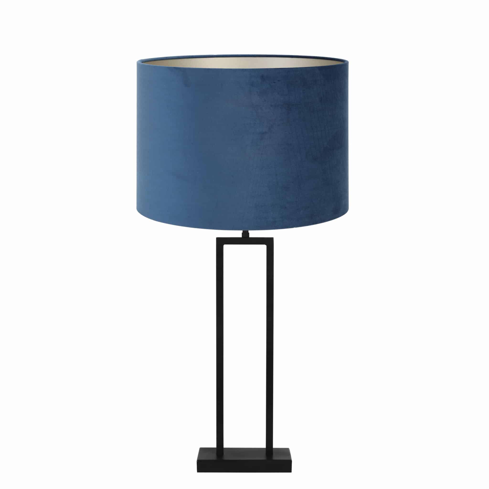 Light & Living tafellamp Shiva/Velours - zwart, blauw - 35x35x84cm