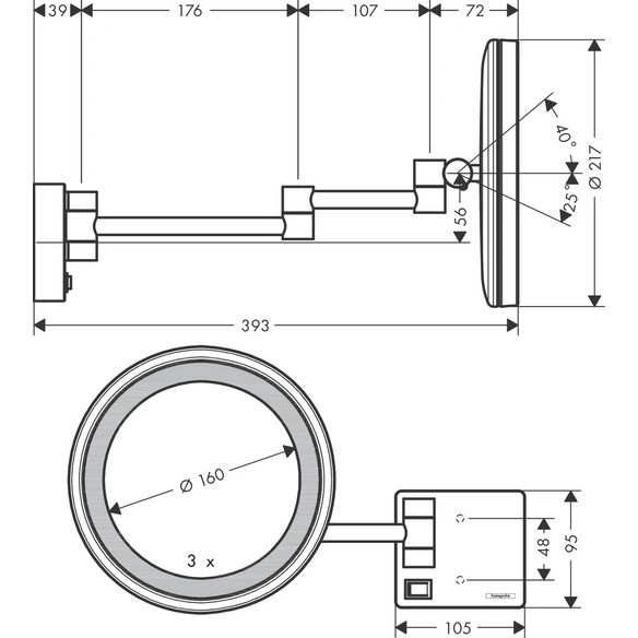 Kosmetikspiegel, »AddStoris«, beleuchtet, Ø 21,7 cm, rund