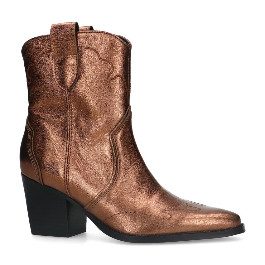 Manfield Bronskleurige metallic leren cowboy laarzen