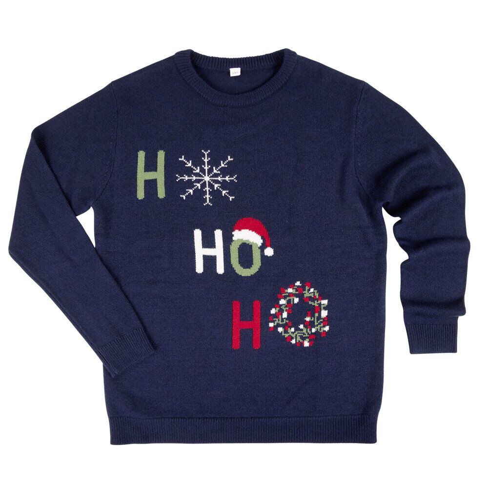 Pull de No&euml;l adulte tricot Ho Ho Ho S/M ou L/XL