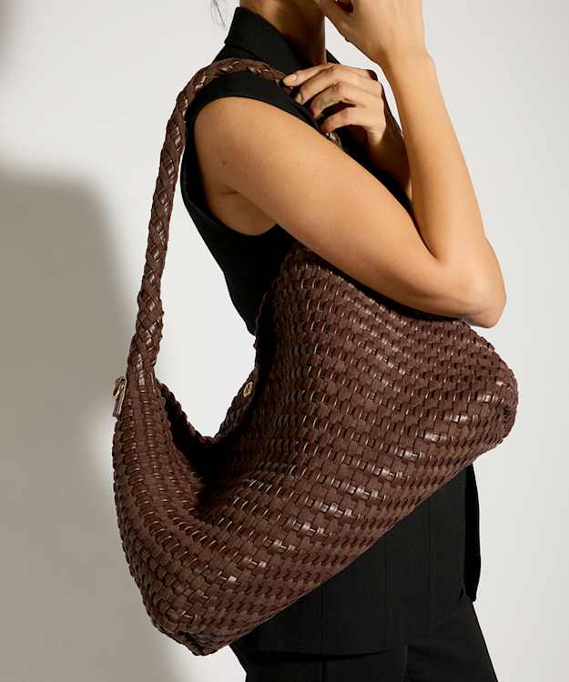 Deliberate L Dark Brown - Woven Shoulder Bag