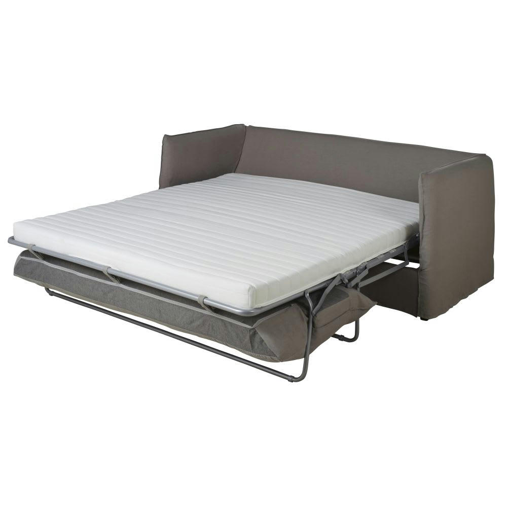 Louvain - Housse de canapé convertible 3/4 places en lin supérieur gris