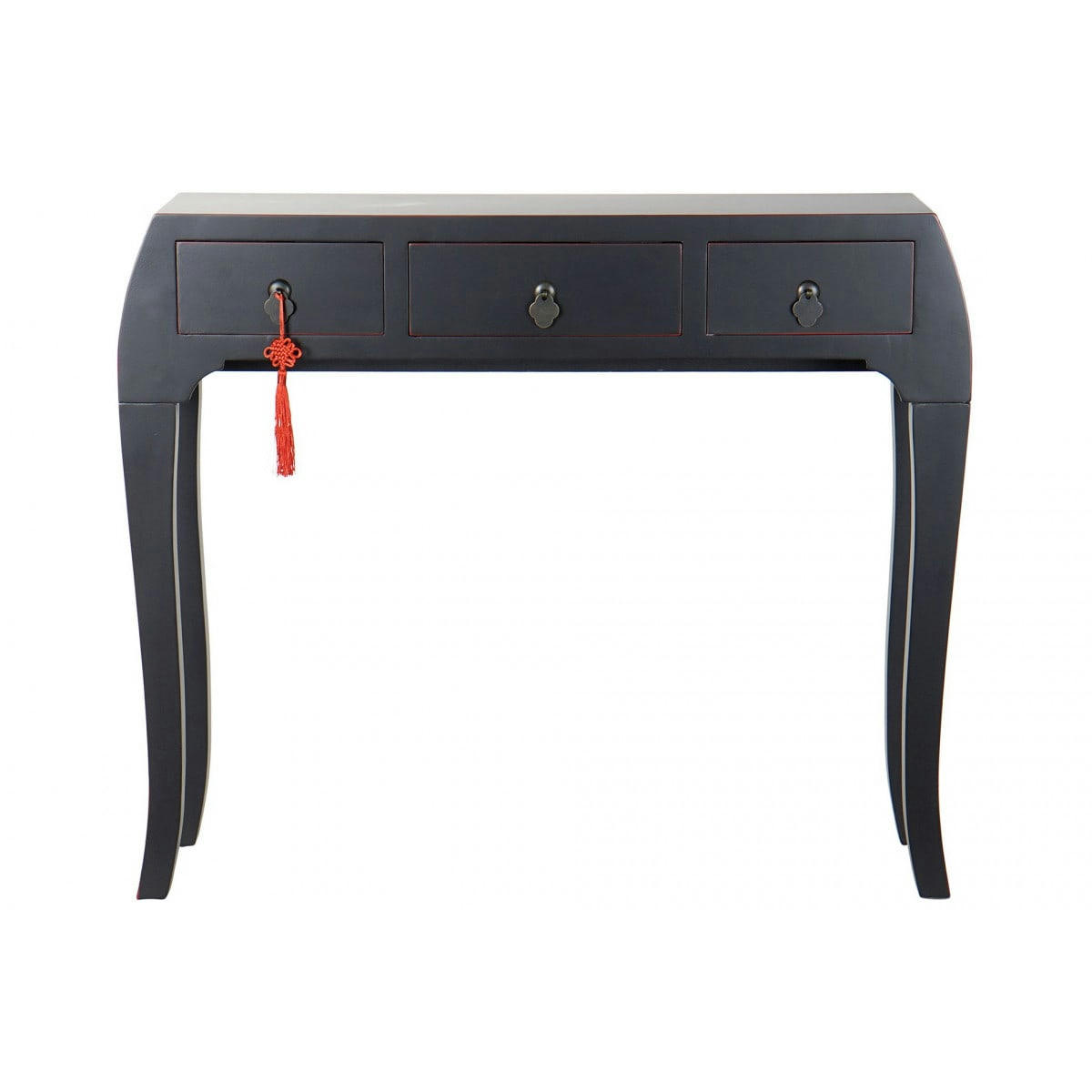- Console en bois noir style oriental 3 tiroirs 96x26x80cm