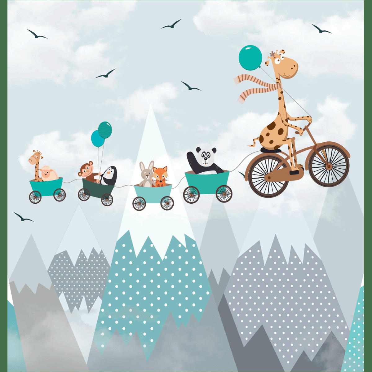 - Papier Peint girafe et ses amis 250x240cm