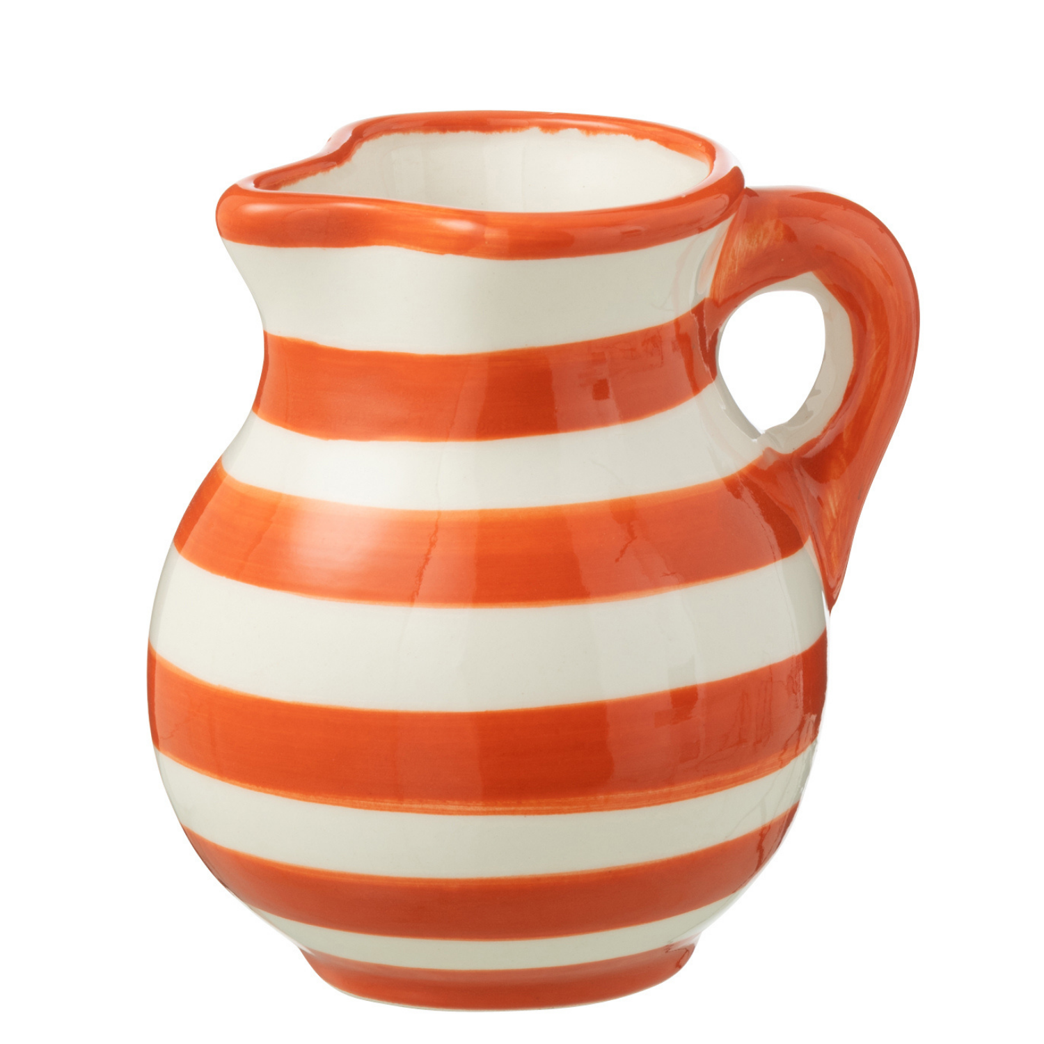 J-Line kruik Granada Stripes - keramiek - wit oranje - small
