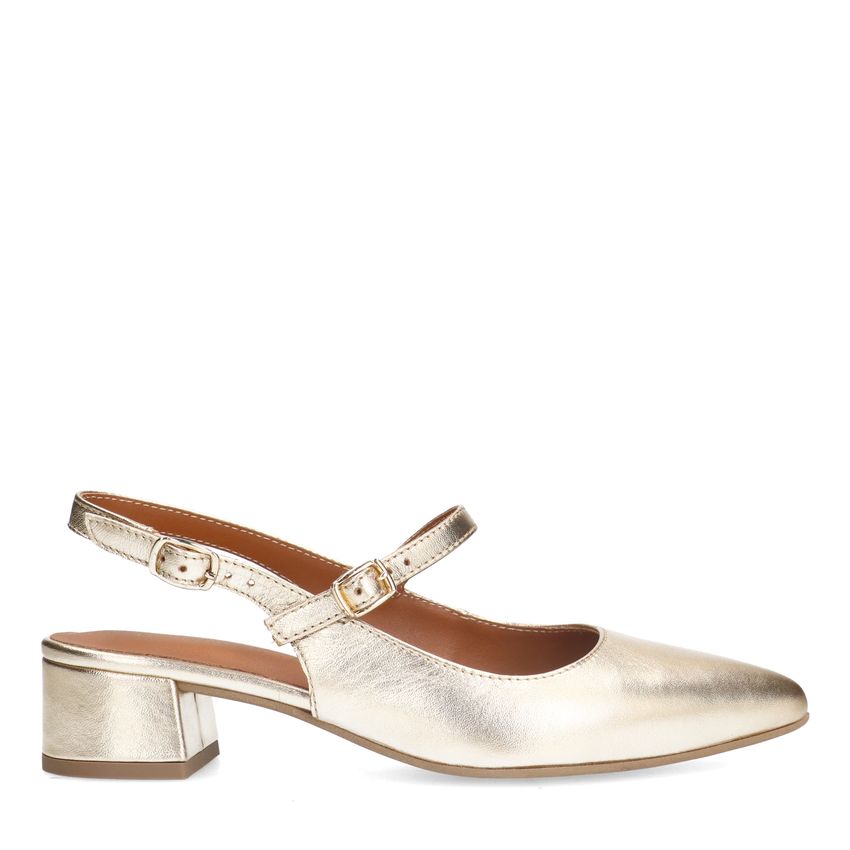 No Stress Gouden leren slingbacks