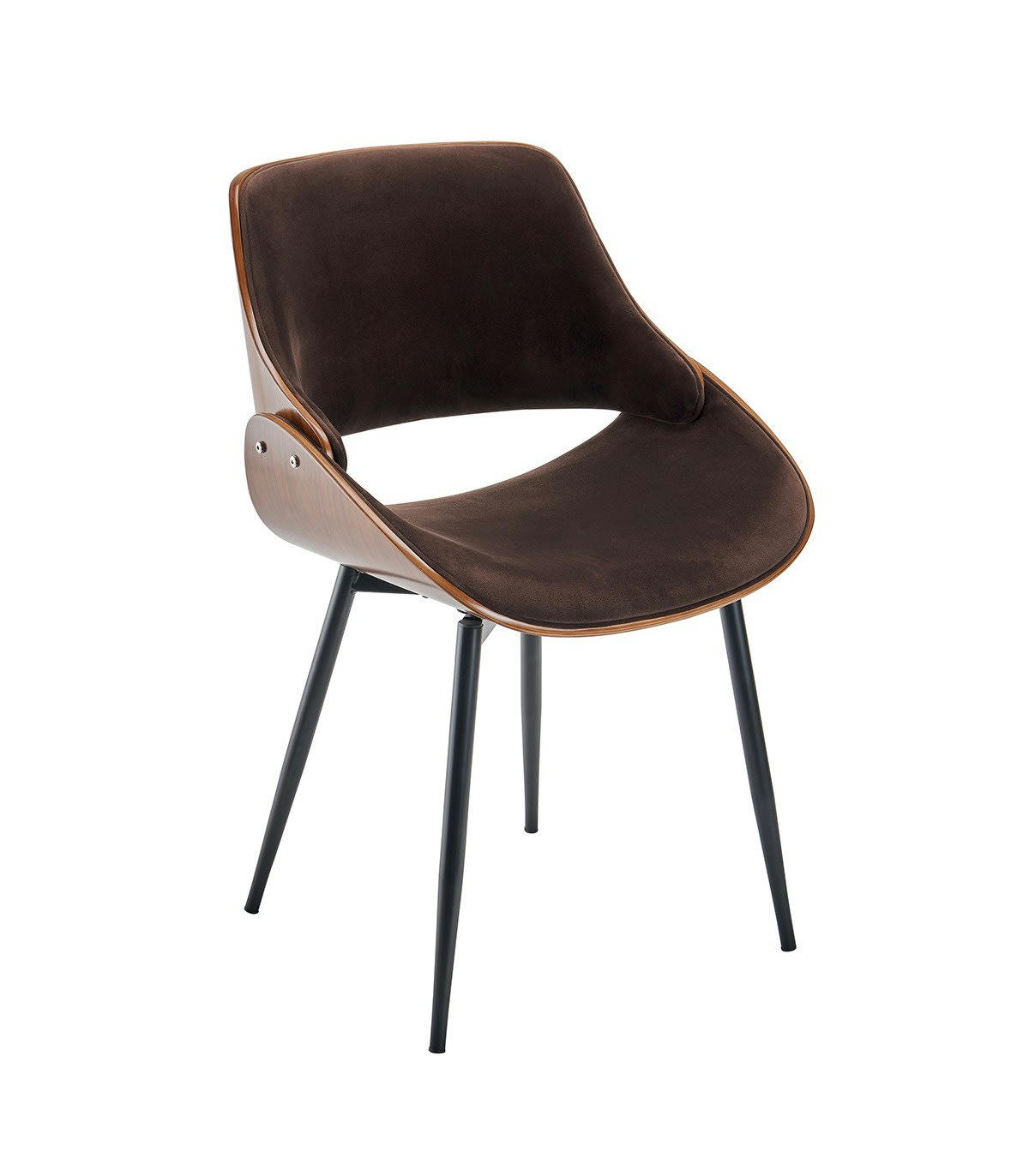 MANNIX - Chaise finition noyer avec assise en velours