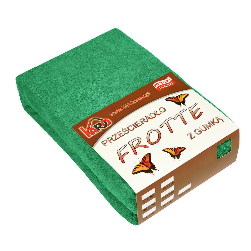 Prześcieradło frotte z gumką 120x200 zielone trawiaste KARO