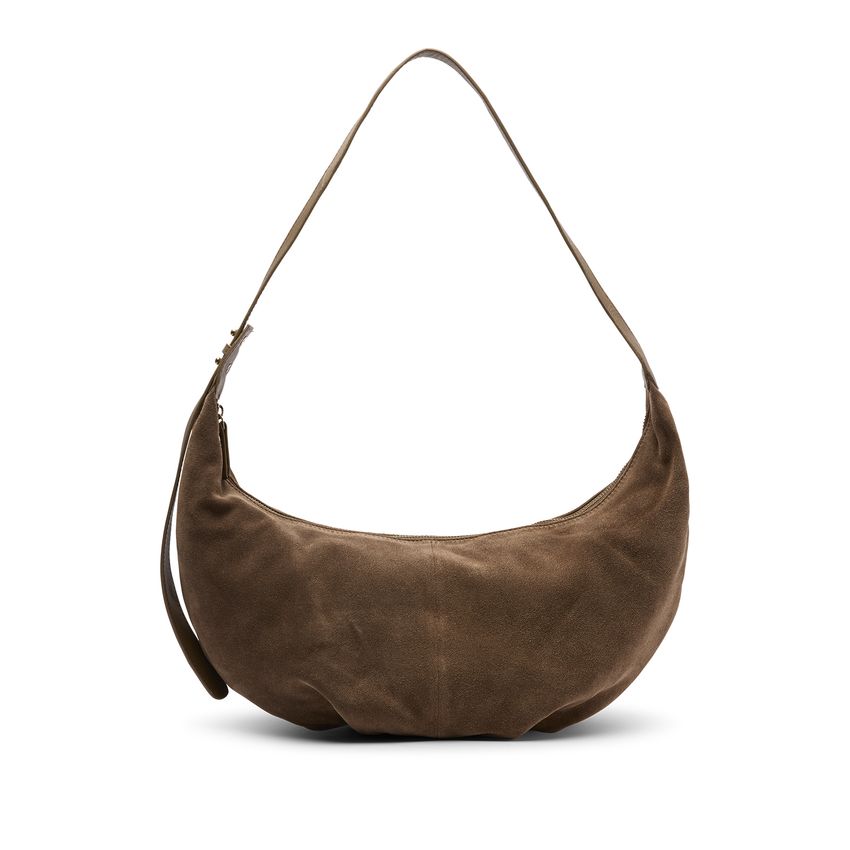 Manfield Bruine suède schoudertas