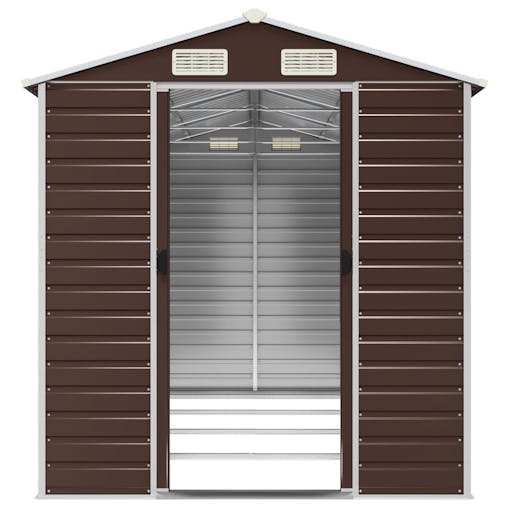 NNEVL Garden Shed Brown 191x385x198 cm Galvanised Steel