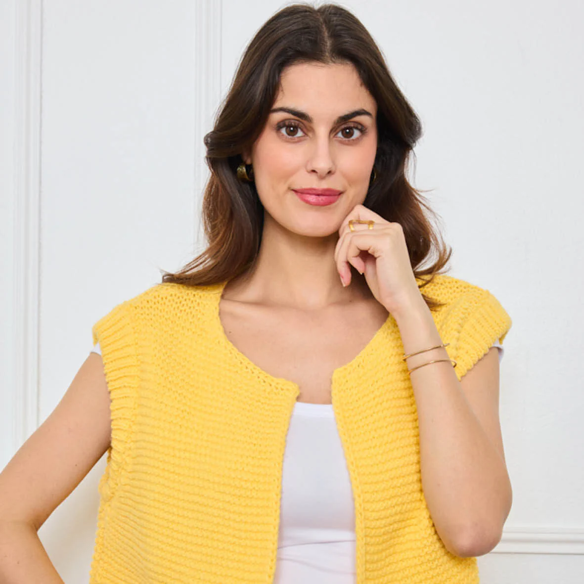 TRICOT SANS MANCHES THEOLINE JAUNE