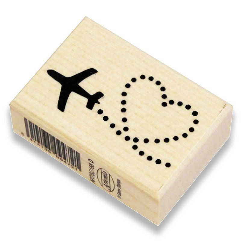 COEUR AVION - Tampon bois coeur avion