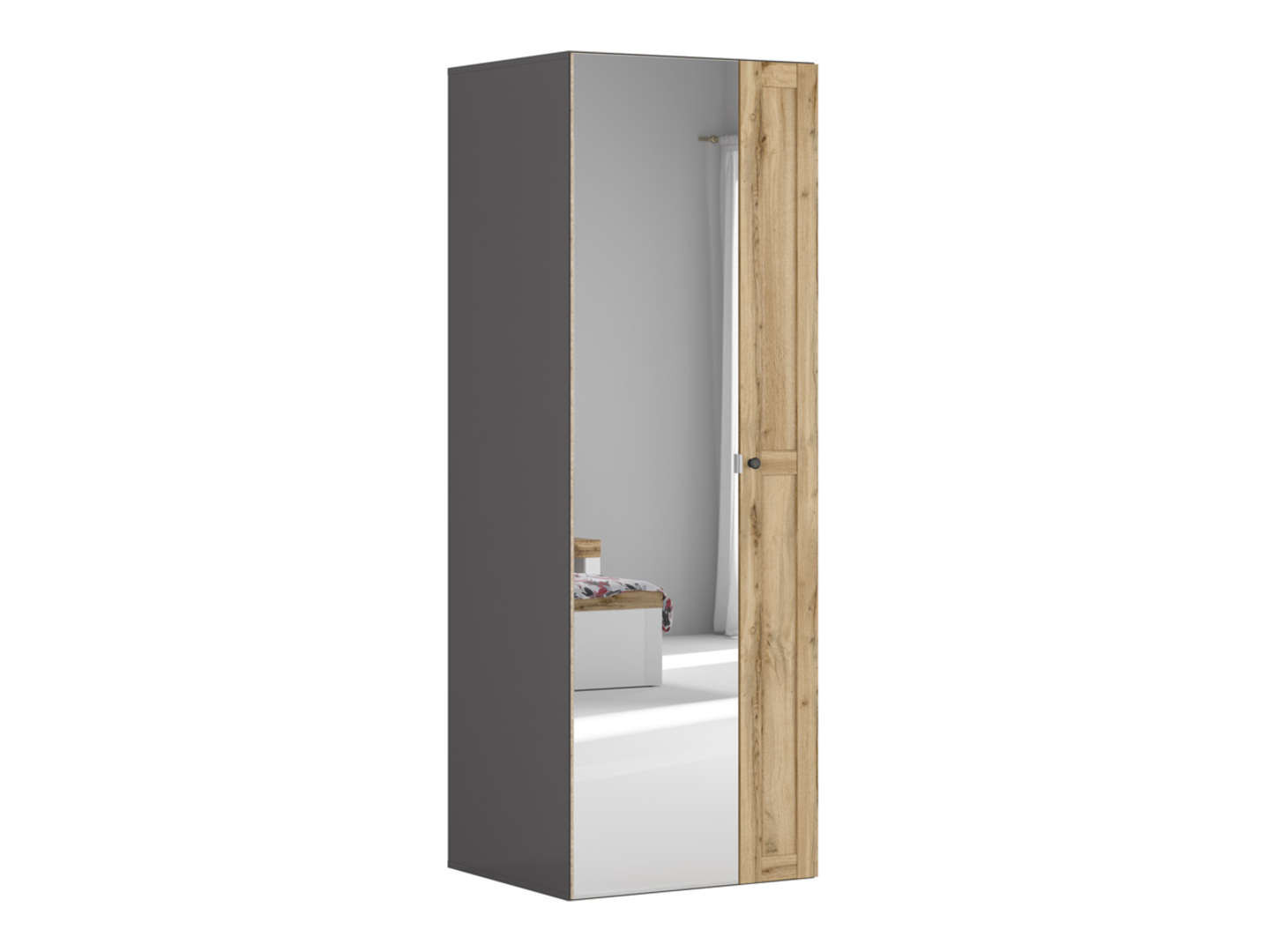 Szafa Flex 75 cm z lustrem grafit/dąb wotan