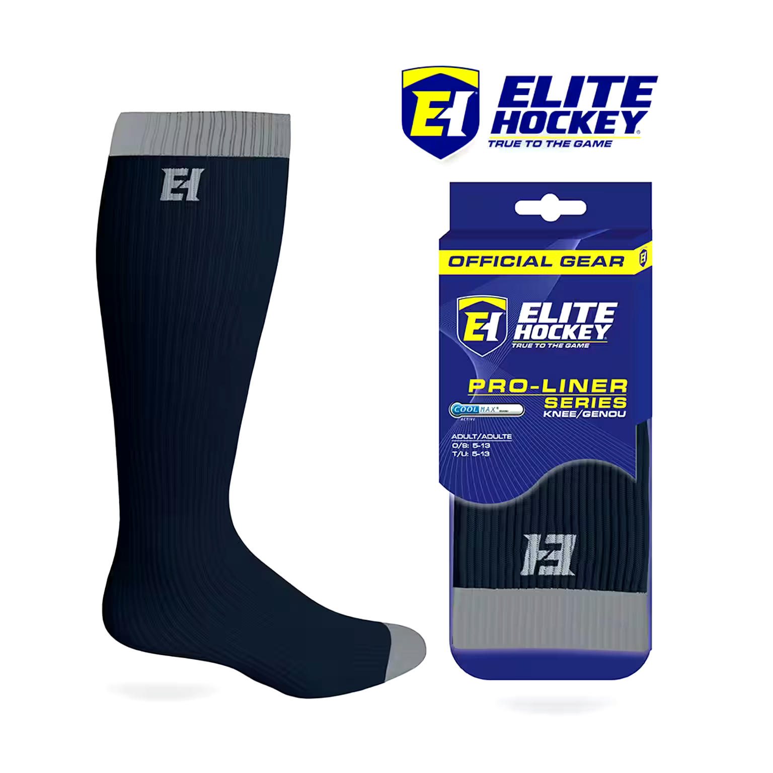 Elite Hockey Pro-Liner Hockey Skate Knee Socks, Senior, Assorted Colours