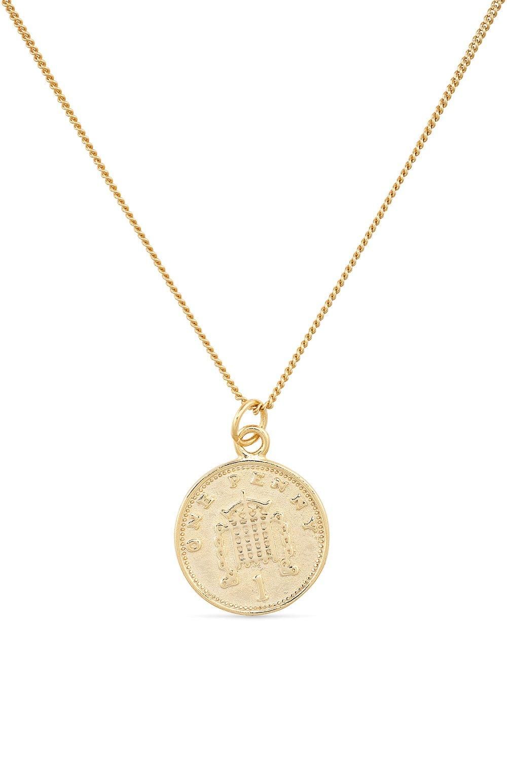 Elk & Bloom Chunky 18K Gold Lucky Penny Coin Medallion Necklace